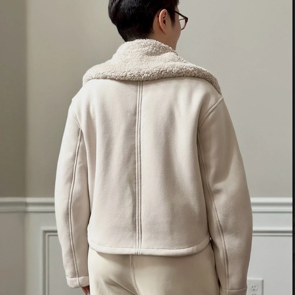 Women's Gray Sherpa Lined Jacket Full Zip Sweatshirt Swing Westbound Fleece